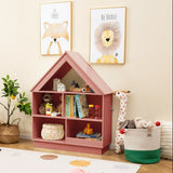 Montessori House Bookcase & Toy Storage | 5 Open Cubbies | White or Pink