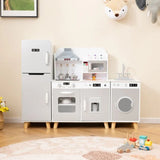 Deluxe Montessori Modular Wooden Toy Kitchen | Fridge | Washing Machine | Realistic Lights & Sounds | Accessories
