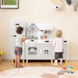 Deluxe Montessori Modular Wooden Toy Kitchen | Fridge | Washing Machine | Realistic Lights & Sounds | Accessories