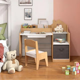 Kids Wooden Study Desk & Chair with Storage | Natural | 3 Years+