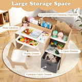 White kids study desk and chair in playroom