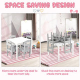 Neutral white and soft grey kids table and chairs set for playroom or bedroom