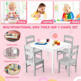 Kids pine activity table and four-chair set for drawing reading puzzles and creative play