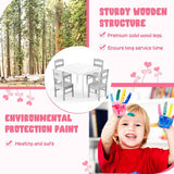Child-sized wooden craft table and four-chair set for siblings and playdates