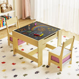 kids wooden table and chairs with storage pockets