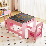 Kids Table Chair Set with Double Side Tabletop and Storage Box - Cream Pink kids desk with double-sided tabletop and storage