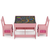 kids wooden table and chairs with storage pockets