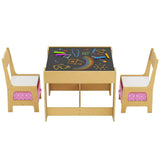 Kids Table Chair Set with Double Side Tabletop and Storage Box - Light Pink kids craft table with double-sided surface and storage