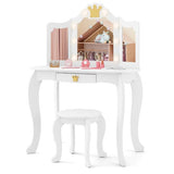 Children’s dressing table shown with removable mirror section for use as a writing desk