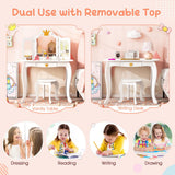 Children’s dressing table shown with removable mirror section for use as a writing desk