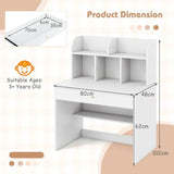 Kids hutch desk with cork board, shelves & drawer. Stylish white & natural finish. The perfect study desk for kids UK for homework & crafts.