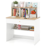 Heavy Duty Hutch Desk | Storage Shelves & Drawer | Bookcase  | White | 3- 15 Years