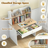 Kids Heavy Duty Hutch Desk | Storage Shelves & Drawer | Bookcase  | White | 3- 15 Years