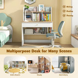 Childrens Heavy Duty Hutch Desk | Storage Shelves & Drawer | Bookcase  | White | 3- 15 Years