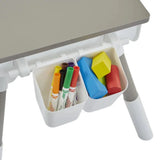 Grow-with-me Height Adjustable Montessori Scandi-Design Kids Table and Chair | White & Grey with storage pots