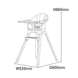 Eco Beech Wooden Scandi-Inspired High Chair | Silver Mist & Beechwood