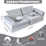 10 Piece Montessori Soft Play Set | Foam Building Blocks | Sofa Couch | Light Grey | 12m+