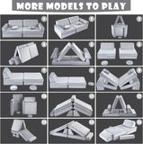 10 Piece Montessori Modular Soft Play Set | Foam Building Blocks | Sofa Couch | Light Grey | 1-99 yeras