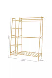Bamboo Wood Minimalistic Clothes Rail | Freestanding Clothes Rack with 7 Shelves | Natural | 140cm highh