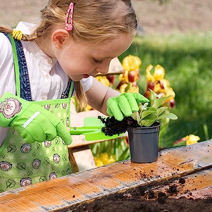 Ensemble d'outils de jardinage pour enfants comprenant des gants de jardinage, s