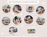 Childrens 6-in-1 Eco Wood Climbing Frame | Montessori Pikler Set | Triangle, Slide & Climber | Natural Wood & White