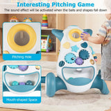 2-in-1 baby push walker with music, lights, three balls and three blocks