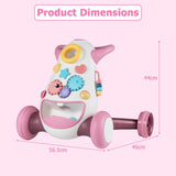 Colorful toy with dimensions on a pink background