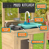 Cocina de barro para niños de madera ecológica Montessori | cocina de juguete de madera | grifo y fregadero que funcionan | 3 años+