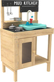 Cocina de barro para niños de madera ecológica Fsc montessori | cocina de juguete de madera | grifo y fregadero que funcionan | 3 años+