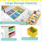 Montessori Art Table & 2 Chairs Set | Easel | 6 Storage Boxes | Paper Roller | White | Multi Drawers