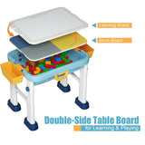 Skladací 6v1 | Prenosný výškovo nastaviteľný pracovný stôl a stolička | 2-stranná Lego doska a úložný priestor | Lego Top | 3 roky+