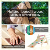 Colourful pikler set made from natural beech wood