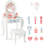 White Kids’ Dressing Table & Stool with Oval Mirror, Drawer & Play Accessories inc Hairdryer