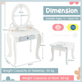 White Kids’ Dressing Table & Stool with Oval Mirror, Drawer & Play Accessories inc Hairdryer
