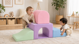 Pink purple green and blue indoor toddler soft play