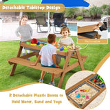 Childrens Heavy Duty Montessori Eco Fir Wooden Sandpit | Water Play | Picnic Bench | 3-10 Years