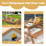 Arenero de madera de abeto ecológico montessori resistente para niños | juego de agua | banco de picnic | 3-10 rangos de edad