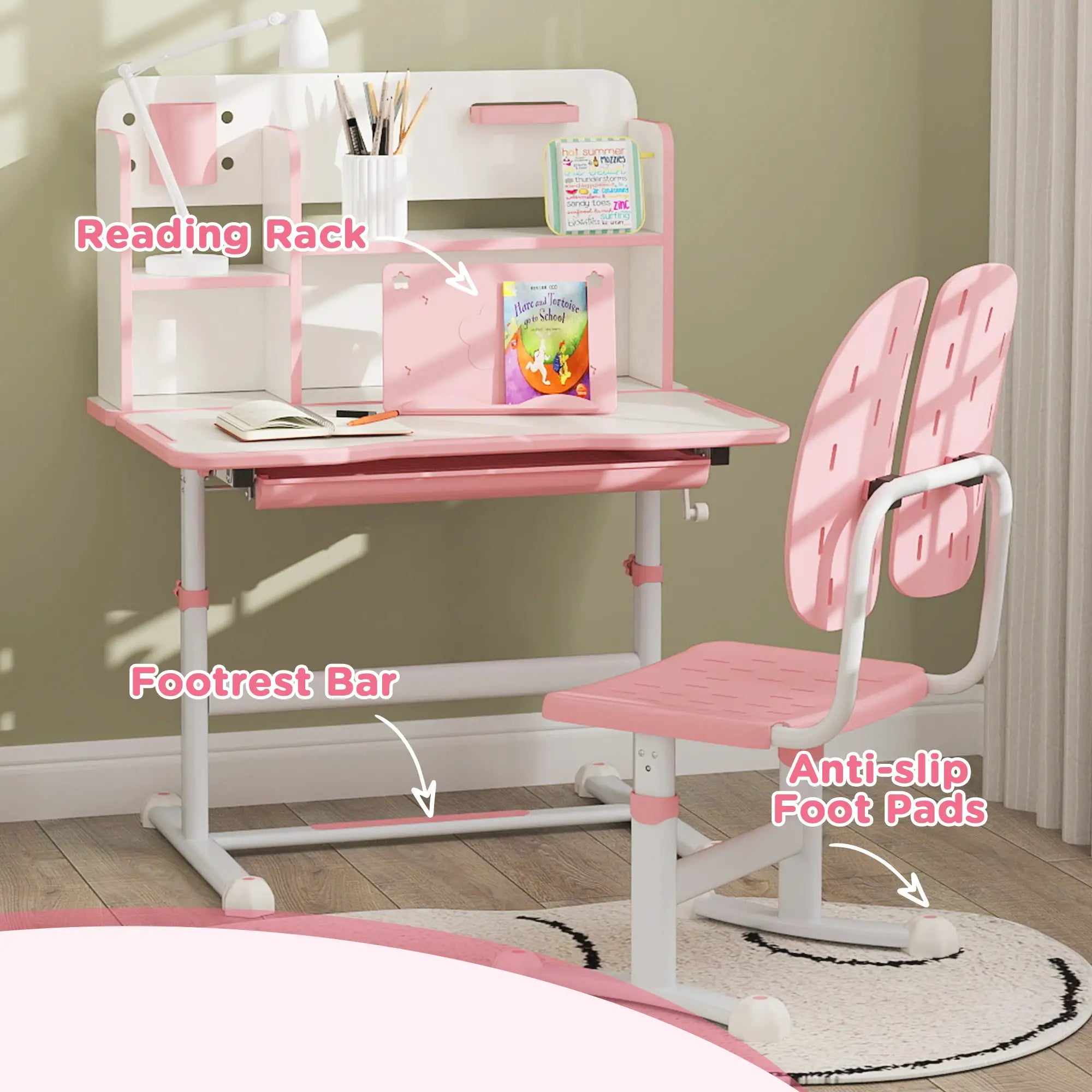 Purple Ubuy Girls Desk Stool COSVALVE Pink/Blue Kids Study Desk