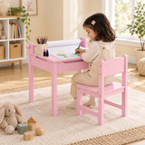 Kids’ desk with open desktop showing the under-desk storage compartment