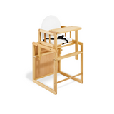 Chaise haute combinée à hauteur réglable en bois de pin écologique 2 en 1 | Ensemble table et chaises | Naturel | 6 mois à 6 ans