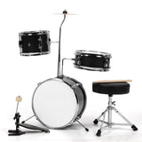 3 Piece Childrens Drum Set Junior Kids Drum Kit with Sticks & Adjustabl