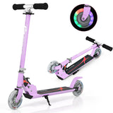 Height Adjustable Folding Stunt Scooter | Adjustable T-Bar | Push Kick | Light Up 2 Wheels | Pink | 4-13 Years