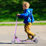 Height Adjustable Folding Stunt Scooter | Adjustable T-Bar | Push Kick | Light Up 2 Wheels | Pink | 4-13 Yrs