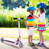 Height Adjustable Folding Stunt Scooter | Adjustable T-Bar | Push Kick | Light Up 2 Wheels | Pink | 4-13 Ages