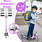 Höhenverstellbarer Faltbarer Stunt-Scooter Für Kinder | Verstellbare Schleppstange | Stoßstoß | 2 Räder Zum Leuchten Bringen | Rosa | 4-13 Jahre