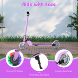 Height Adjusting Folding Stunt Scooter | Adjustable T-Bar | Push Kick | Light Up 2 Wheels | Pink | 4-13 Years