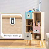 Montessori-Tier-Bücherregal | Spielzeugaufbewahrung | Holzschrank mit Kippschutzhalterungen