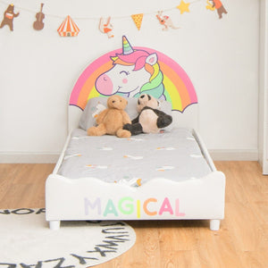 Łóżko dziecięce dla malucha tapicerowane rama łóżka do spania z miękkim zagłówkiem i podnóżkiem