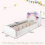  Kids Bed Toddler Upholstered Sleeping Bed Frame Soft Headboard Footboard