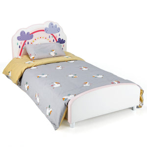 सिंगल बेड | असबाबवाला सोने के बिस्तर का फ्रेम | मुलायम हेडबोर्ड फ़ुटबोर्ड | इंद्रधनुष